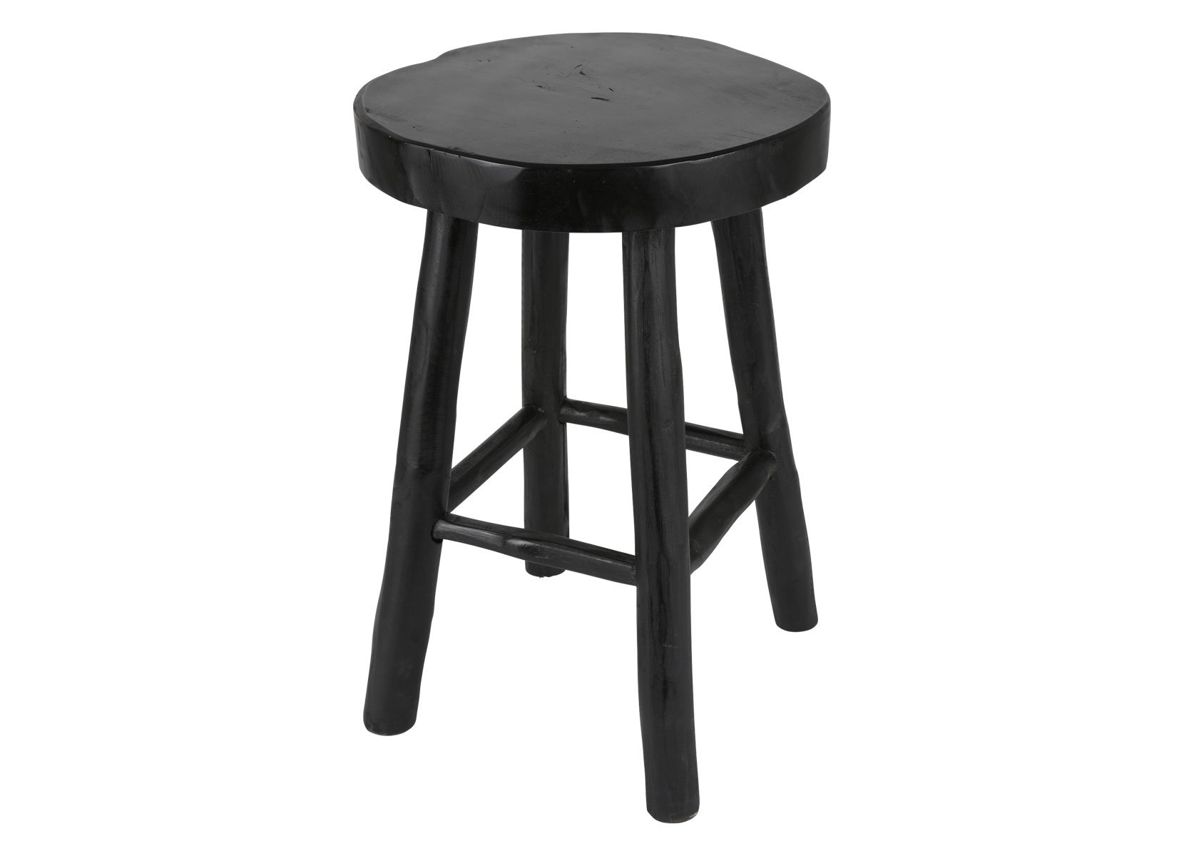 Rustikaler Hocker Kansas aus Teakholz 30x45cm Schwarz