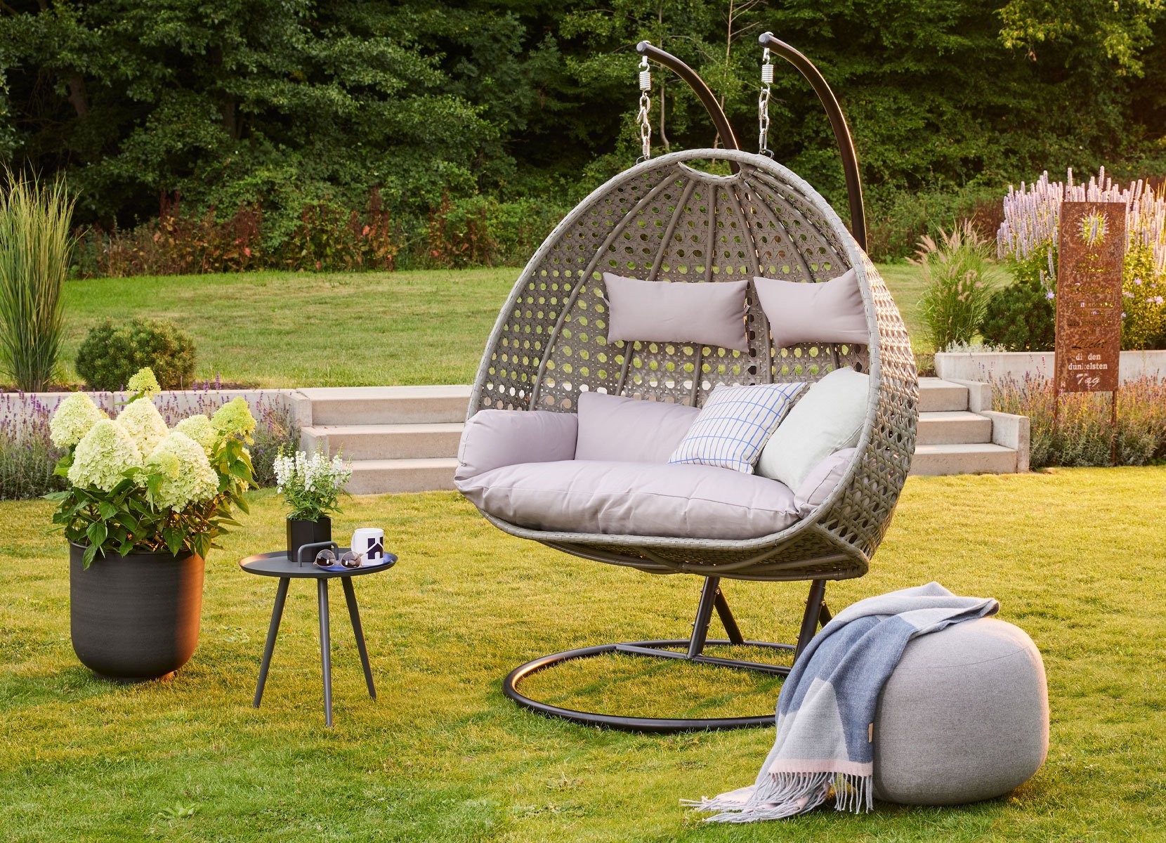 Home Deluxe TWIN Polyrattan-Hängesessel für 2 Personen Grau Home Deluxe TWIN Polyrattan-Hängesessel für 2 Personen Grau
