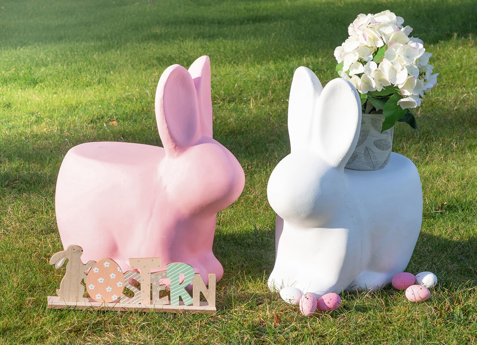 Deko-Hocker Hase 45x26x50cm Rosa