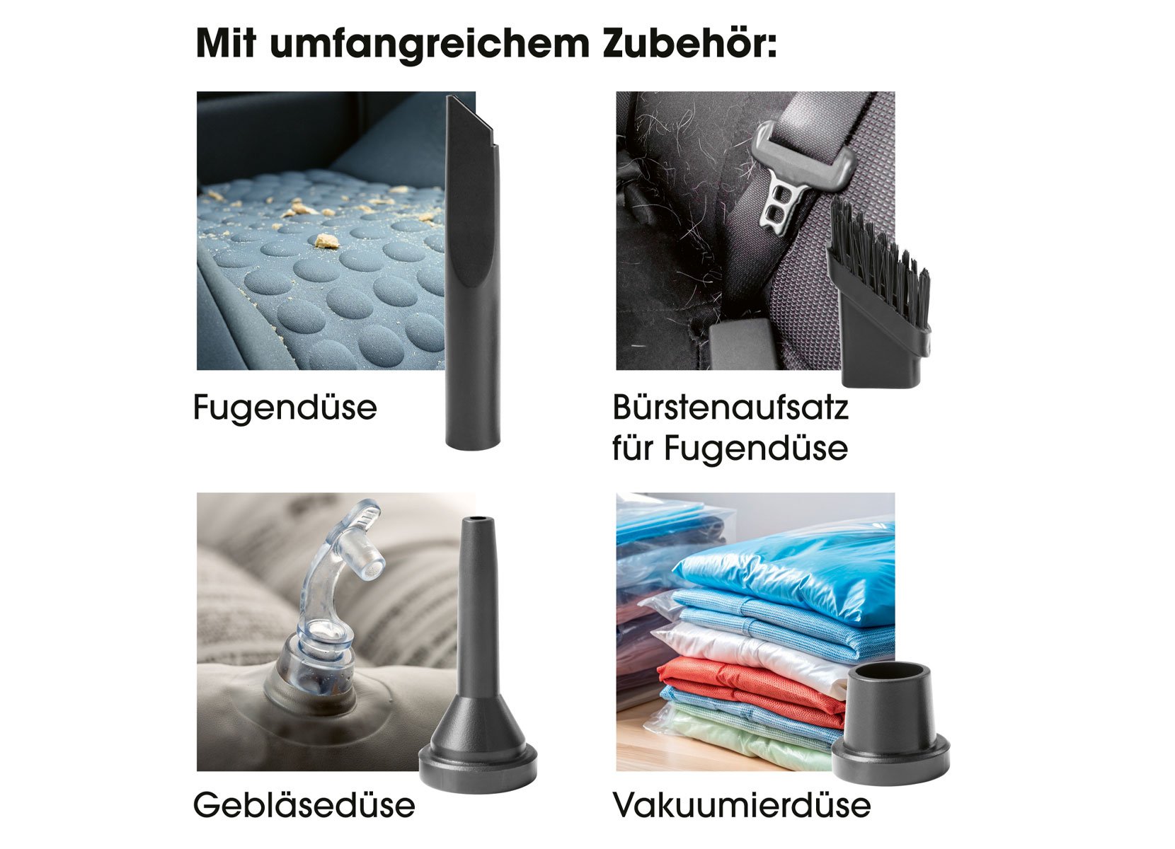 CLEANmaxx Akku-Handstaubsauger 6-teilig Auto-Set CLEANmaxx Akku-Handstaubsauger 6-teilig Auto-Set