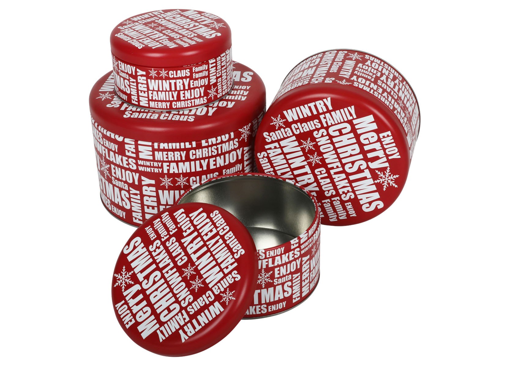 Weihnachts-Metalldosen-Set rund 4-teilig
