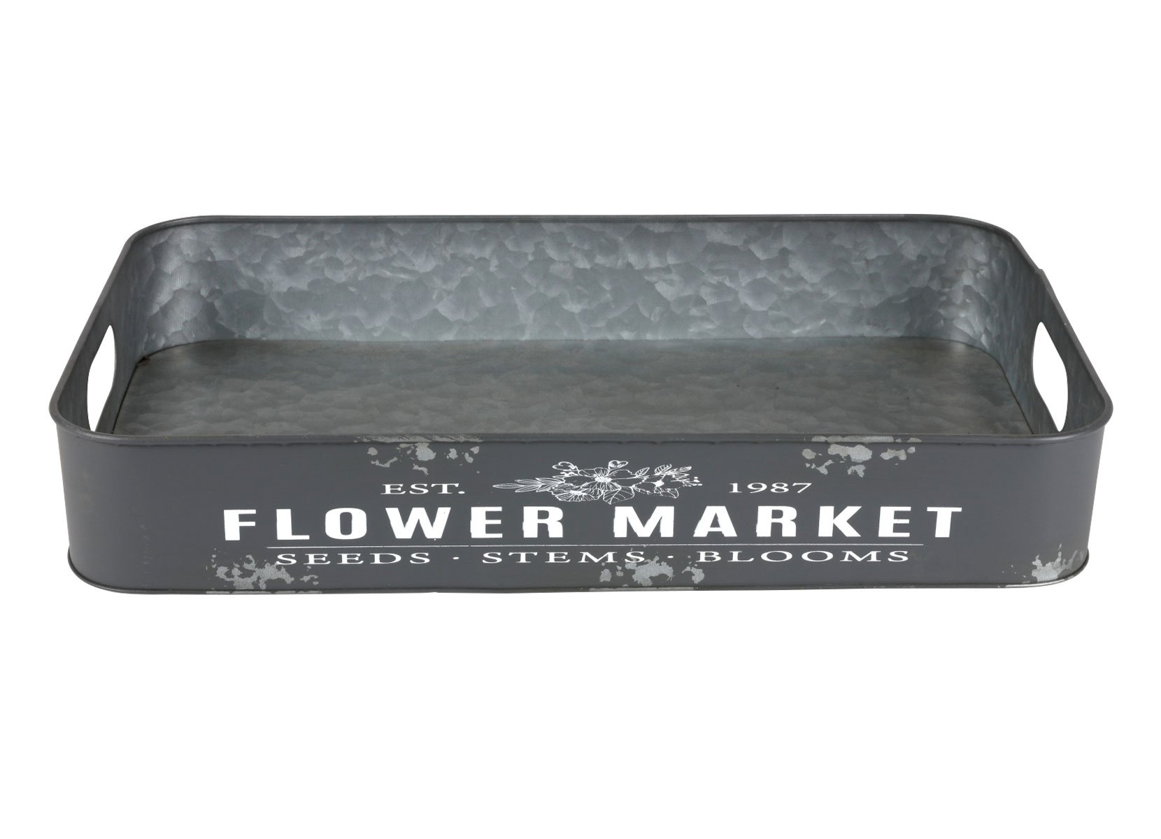 Metalltablett Flower Market Gr. L 49,5x29x8cm Anthrazit