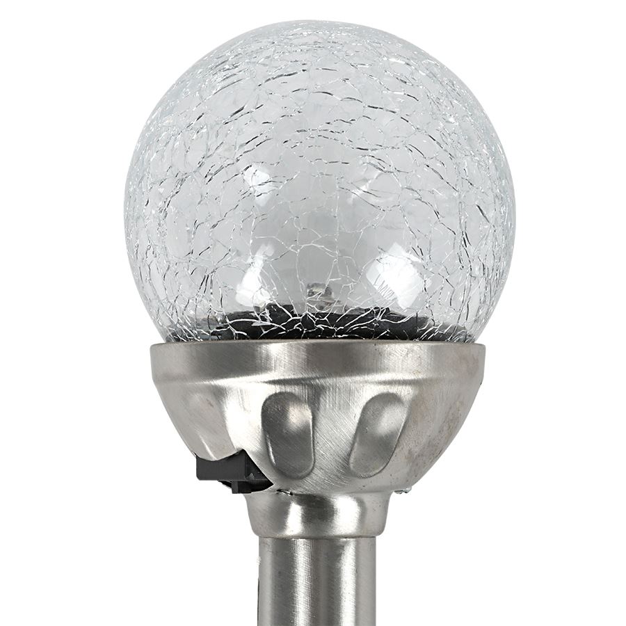 LED-Solar-Gartenleuchte mit Crackle-Glaskugel und Farbwechsler