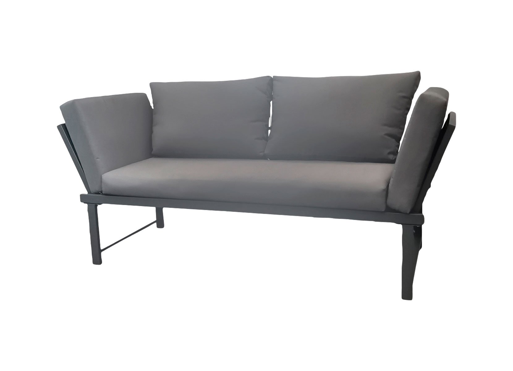 Lounge-Gartensofa aus Metall inkl. Kissen 160-216x74x69cm