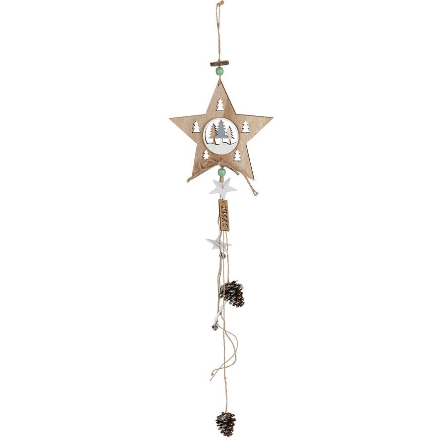 Weihnachtliche Holzdeko zum Aufhängen 16x66cm