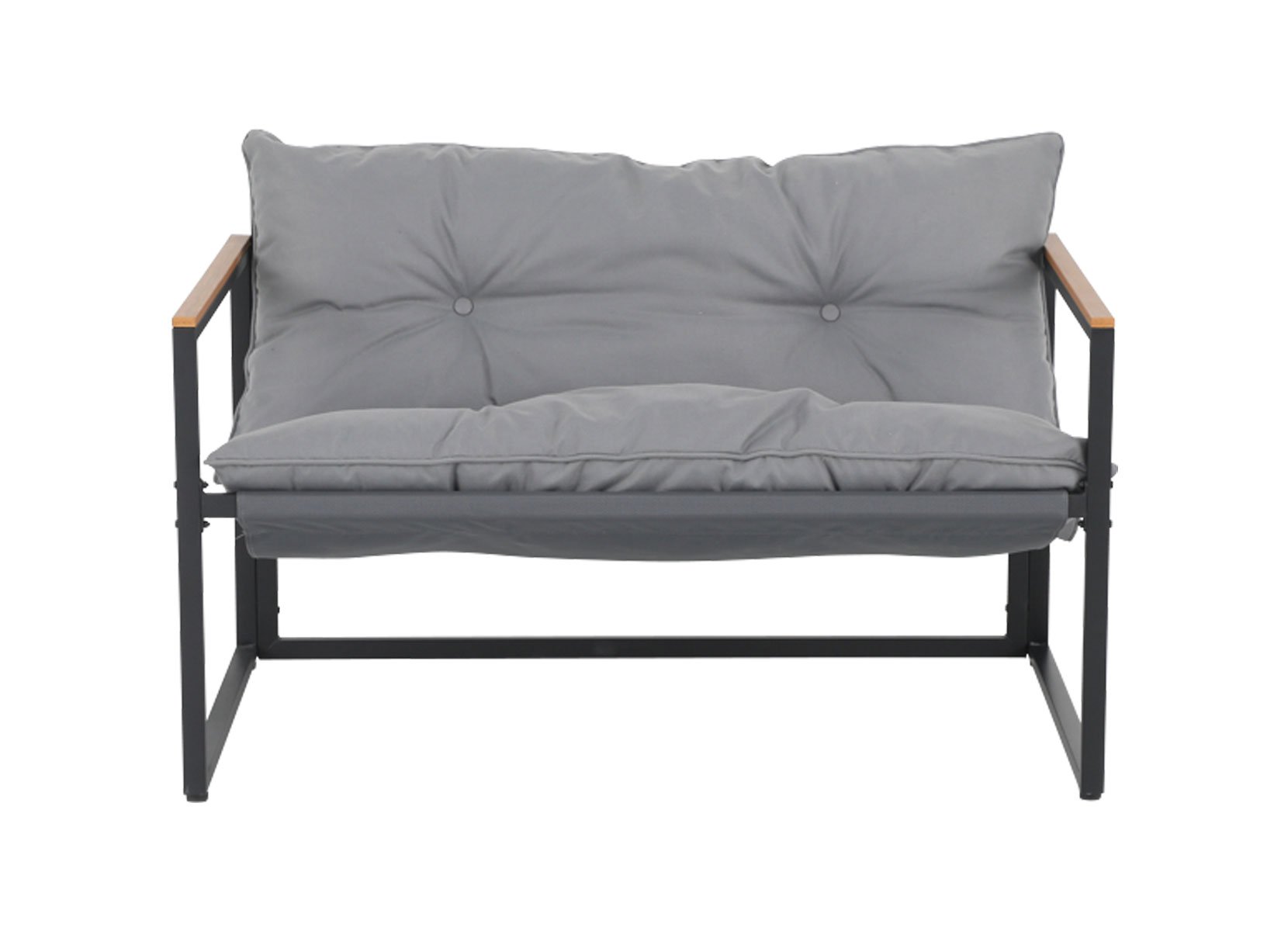Loungeset mit Holzakzenten und Sitzkissen 4-teilig Loungeset mit Holzakzenten und Sitzkissen 4-teilig