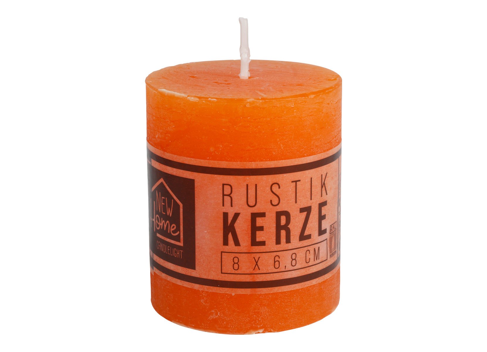 Kerze Rustikal 68x80mm Orange