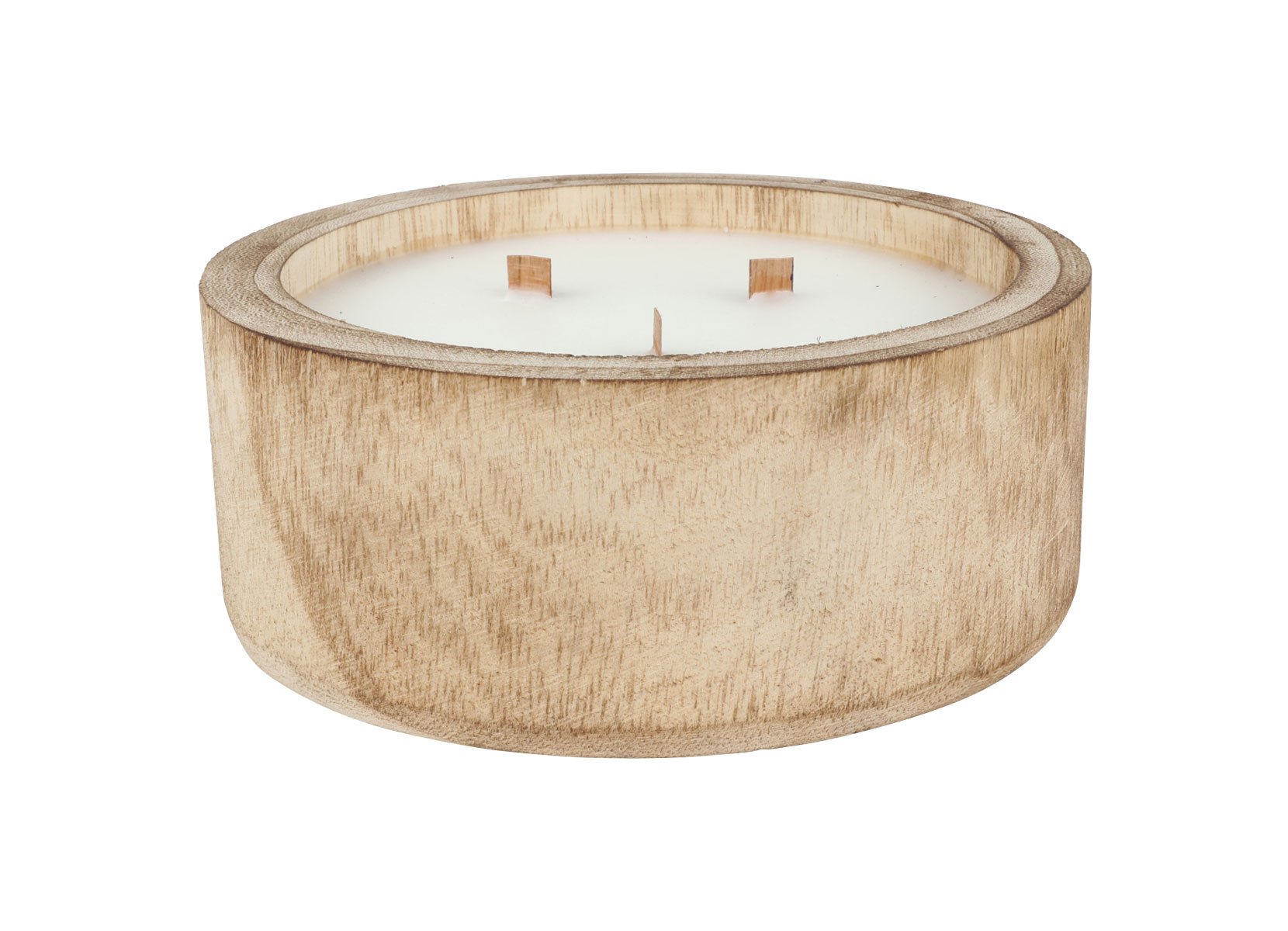 Holzschale mit Citronella-Holzdocht-Kerze 19,5x8cm Natur