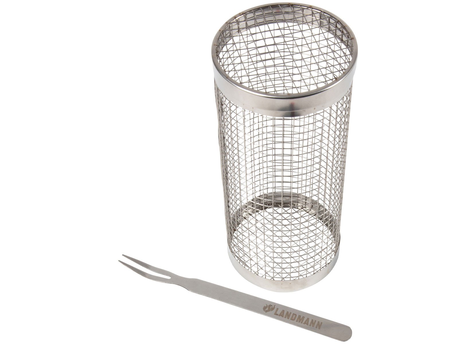Landmann Grillkorb mit Gabel aus Edelstahl 20x9cm