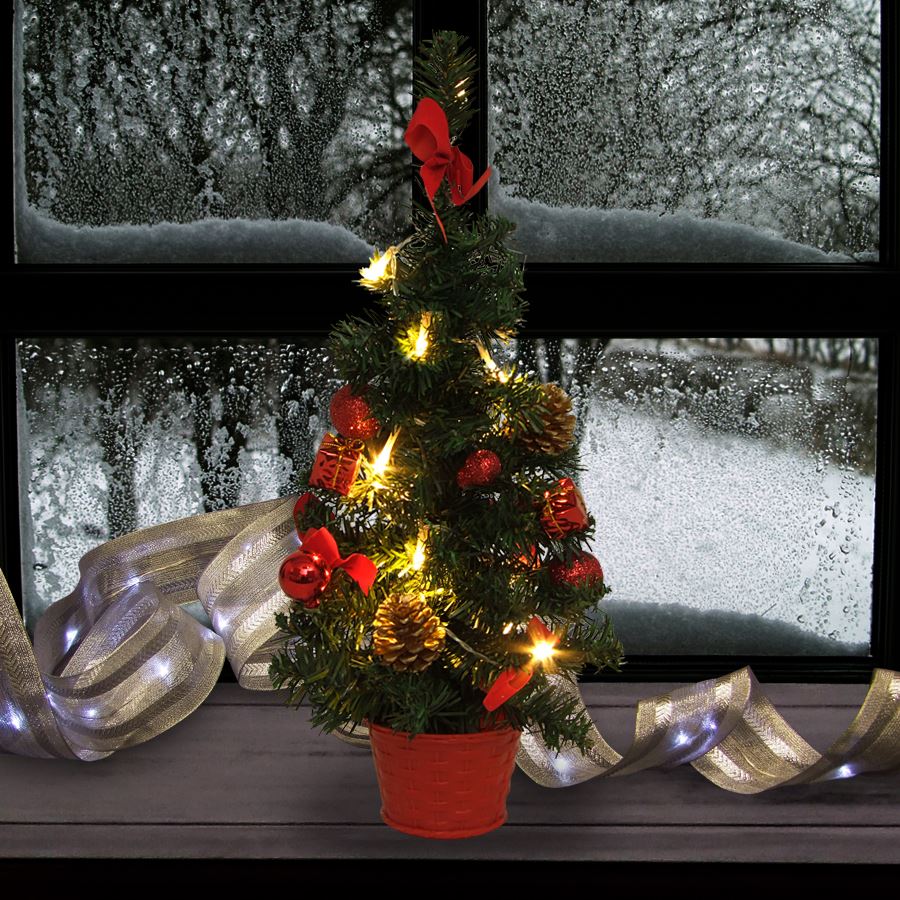 LED-Weihnachtsbaum im Topf 45cm Rot