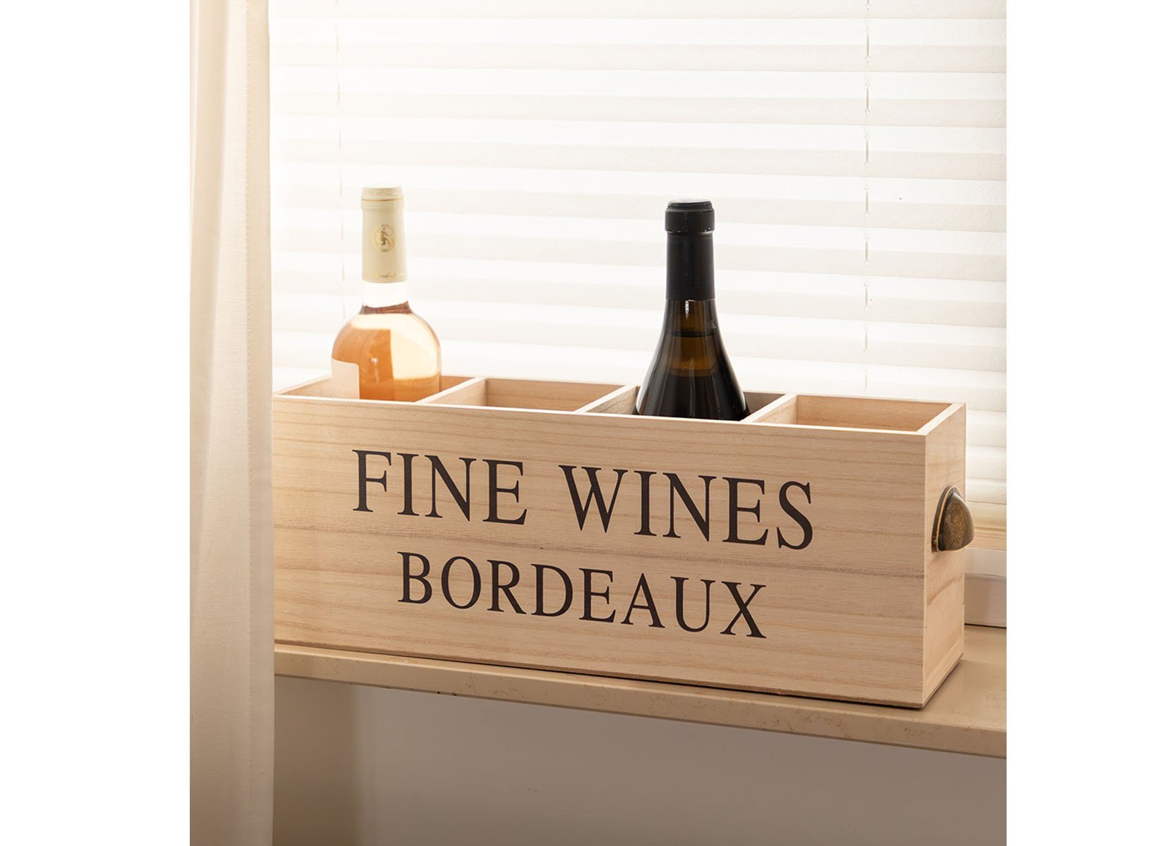 Deko-Holzbox Fine Wines Bordeaux 45x12x17cm