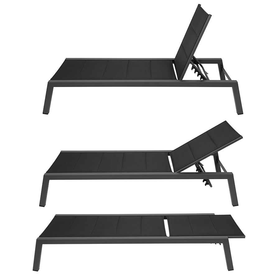 Gepolsterte Sonnenliege 190x70x95cm Anthrazit/Schwarz