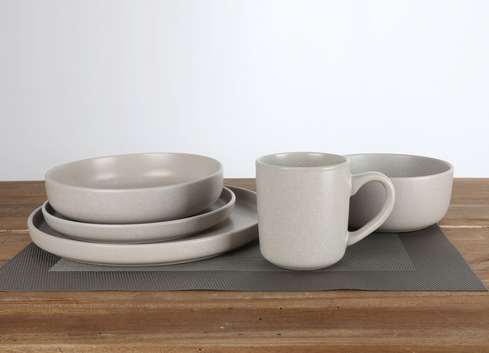 Nature Keramik-Teller tief 20,5cm 4er-Set Beige