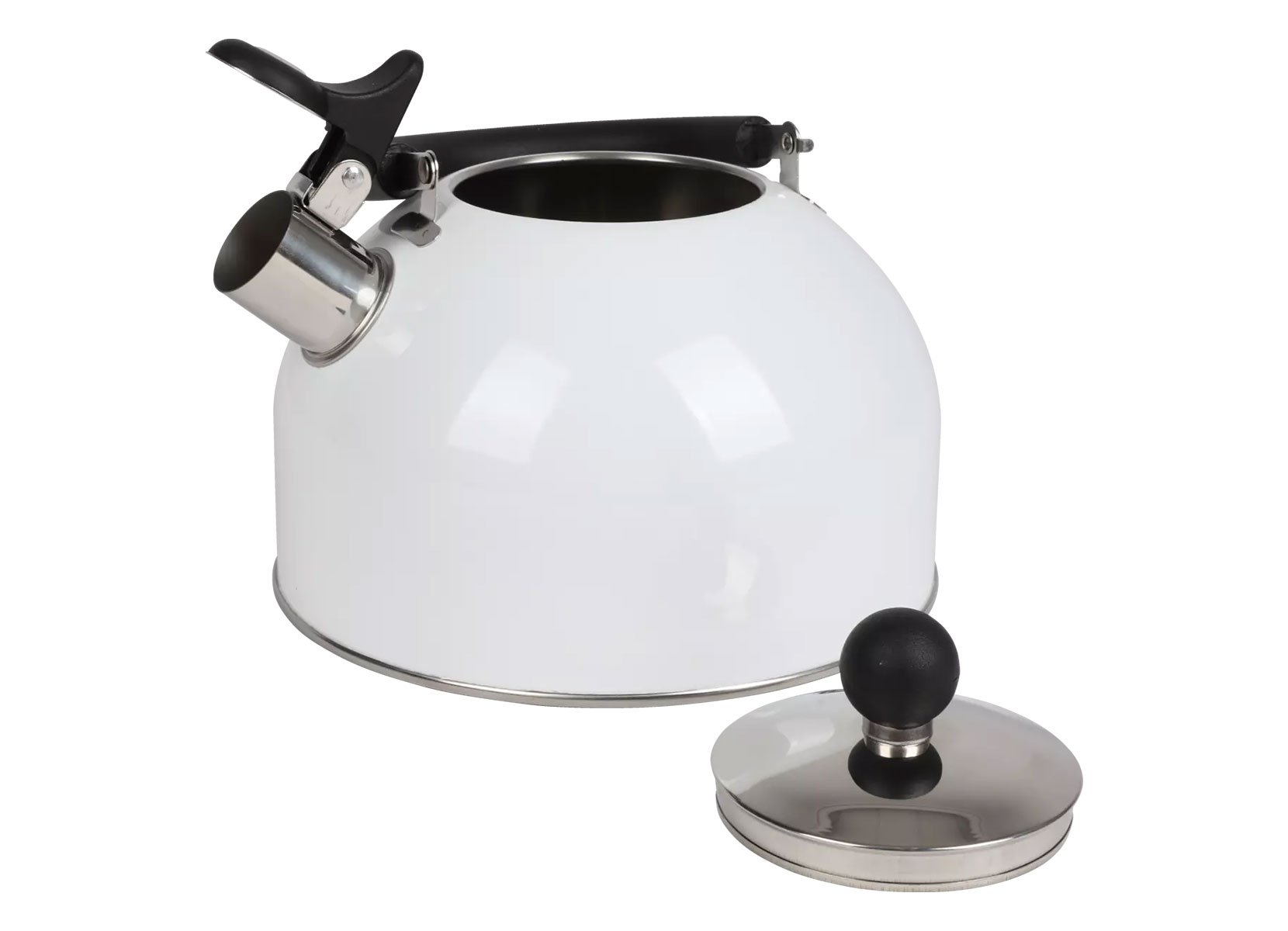 Edelstahl-Flötenkessel 2,5L Weiß Edelstahl-Flötenkessel 2,5L Weiß
