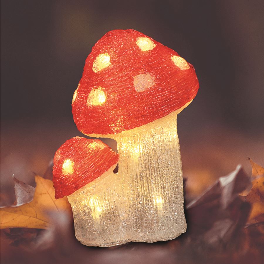 Herbstdeko mit 24 LEDs Warmweiß Pilz