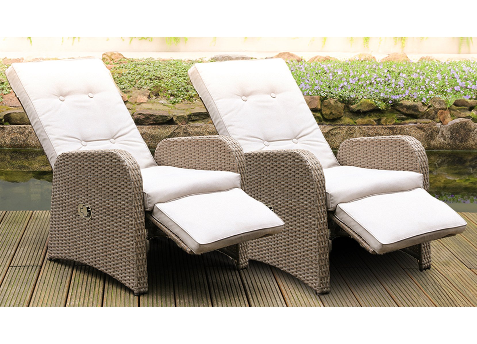 Lounge-Relaxsessel 2er-Set Natur