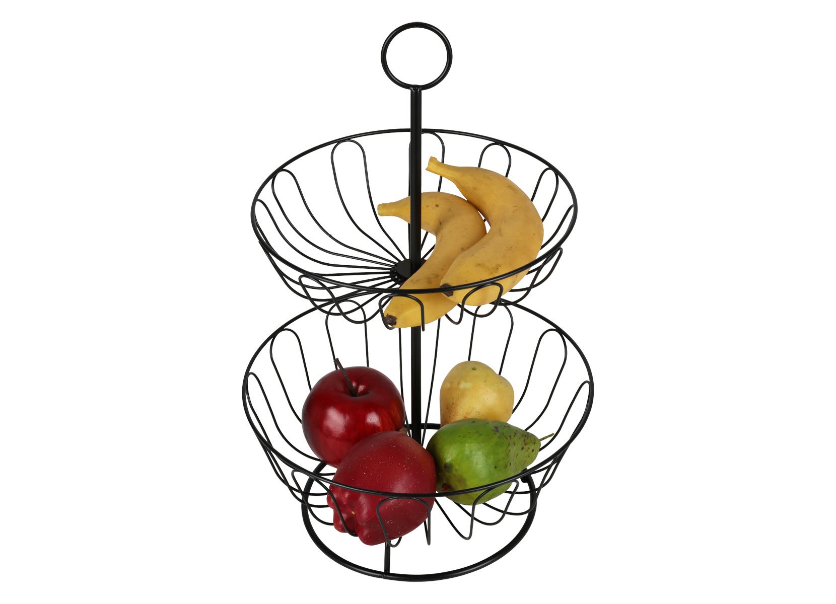 Obst-Etagere 2-stöckig aus Metall 28x42,5cm Schwarz