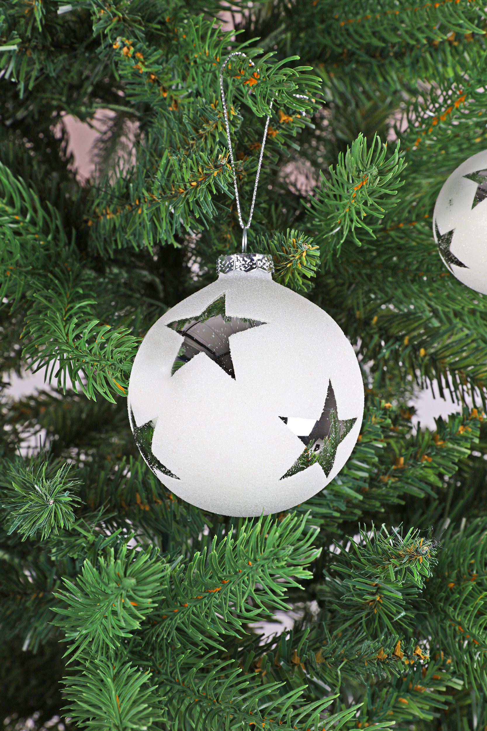 Glas-Kugeln "White Star" 2er-Set
