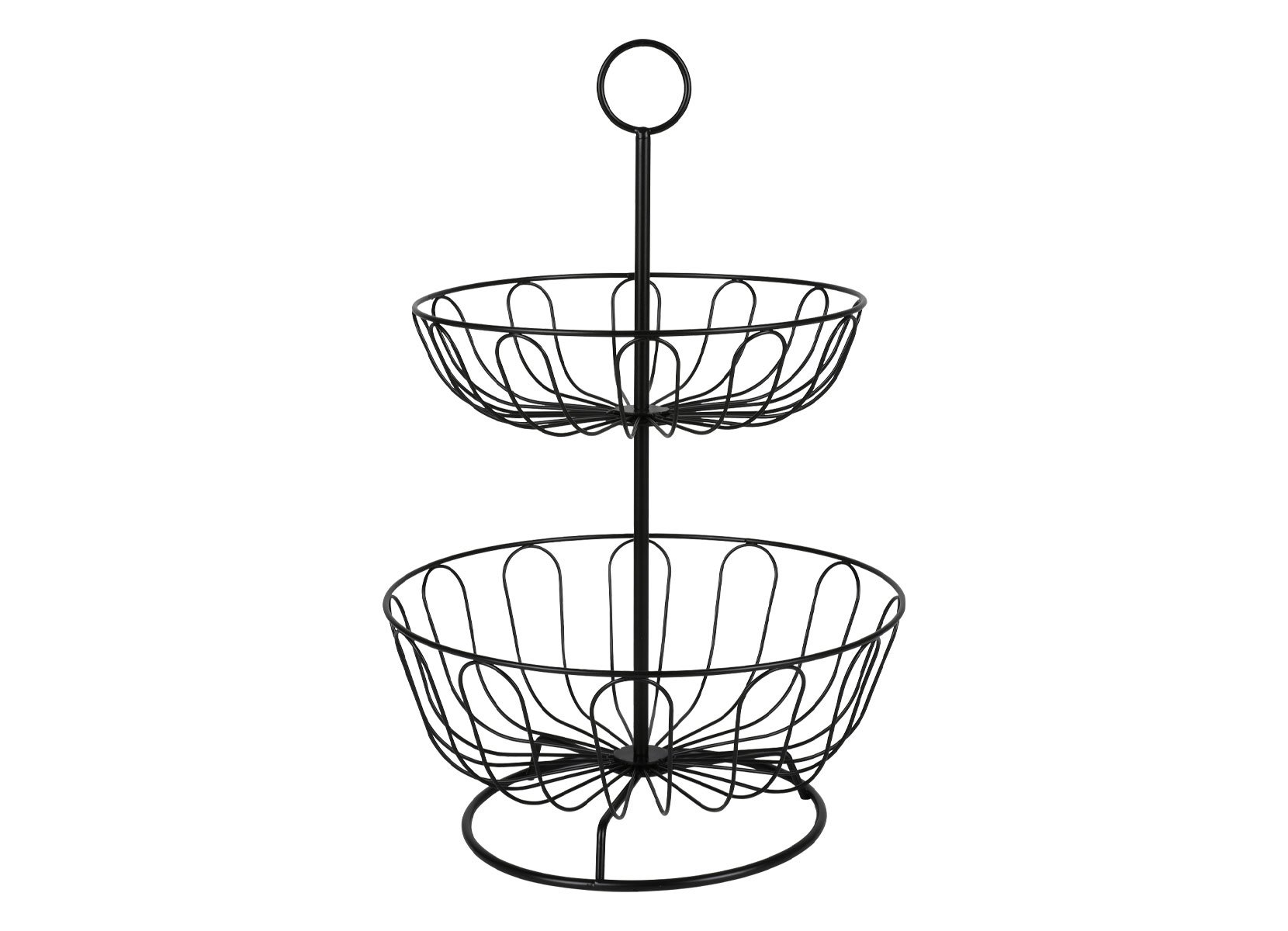 Obst-Etagere 2-stöckig aus Metall 28x42,5cm Schwarz