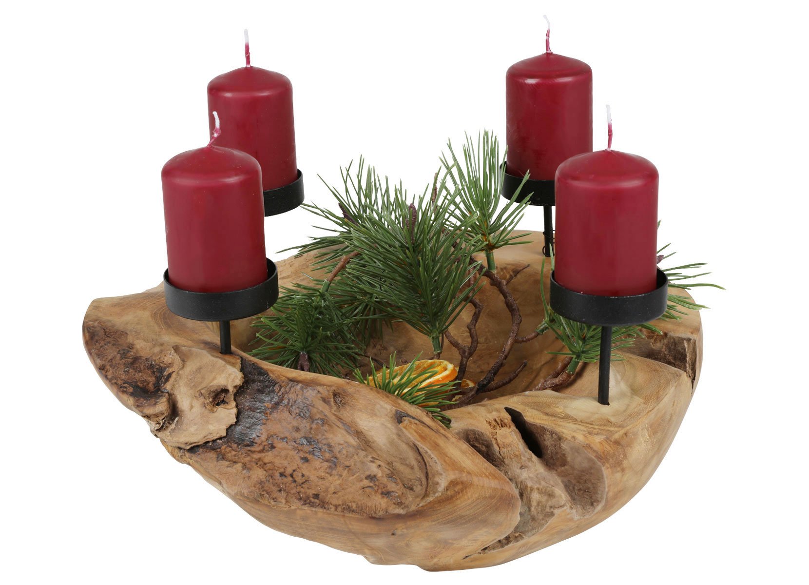 Weihnachts-Kerzenhalter aus Teakholz 30cm
