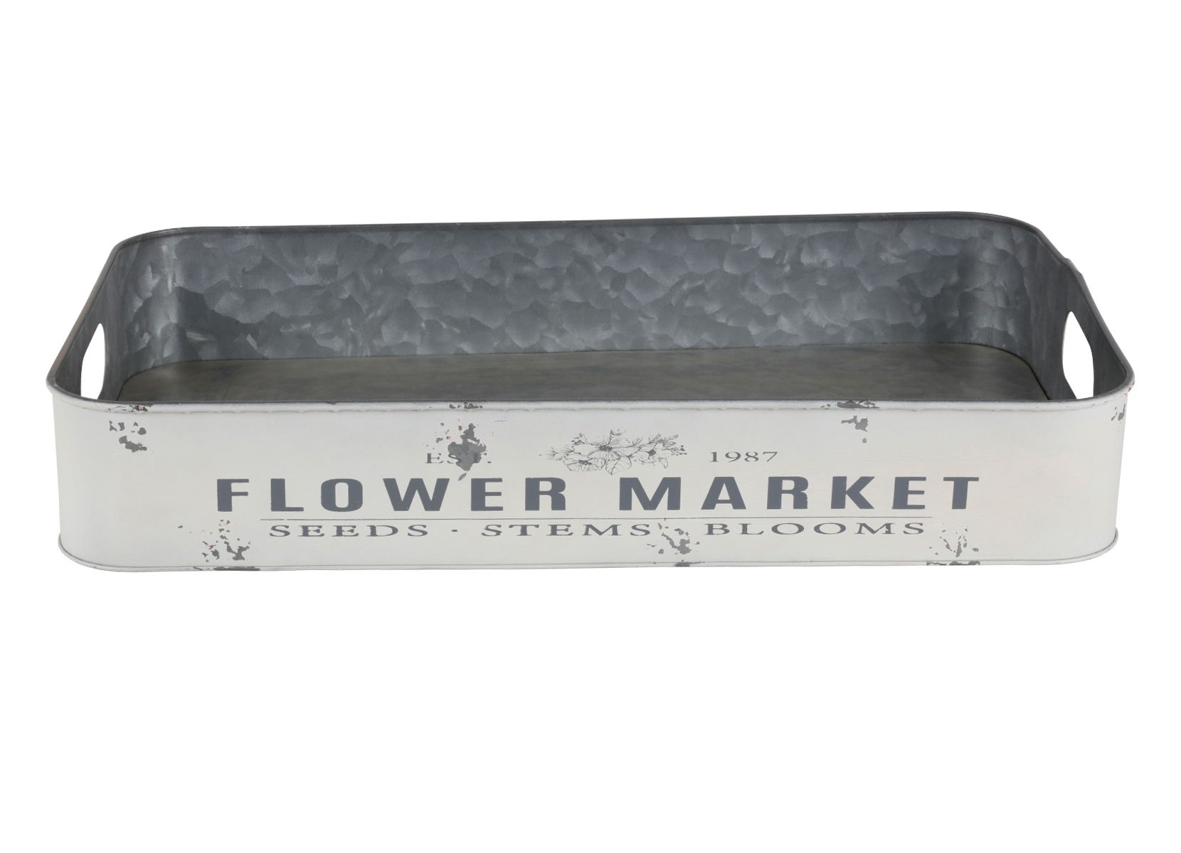 Metalltablett Flower Market Gr. L 49,5x29x8cm Creme