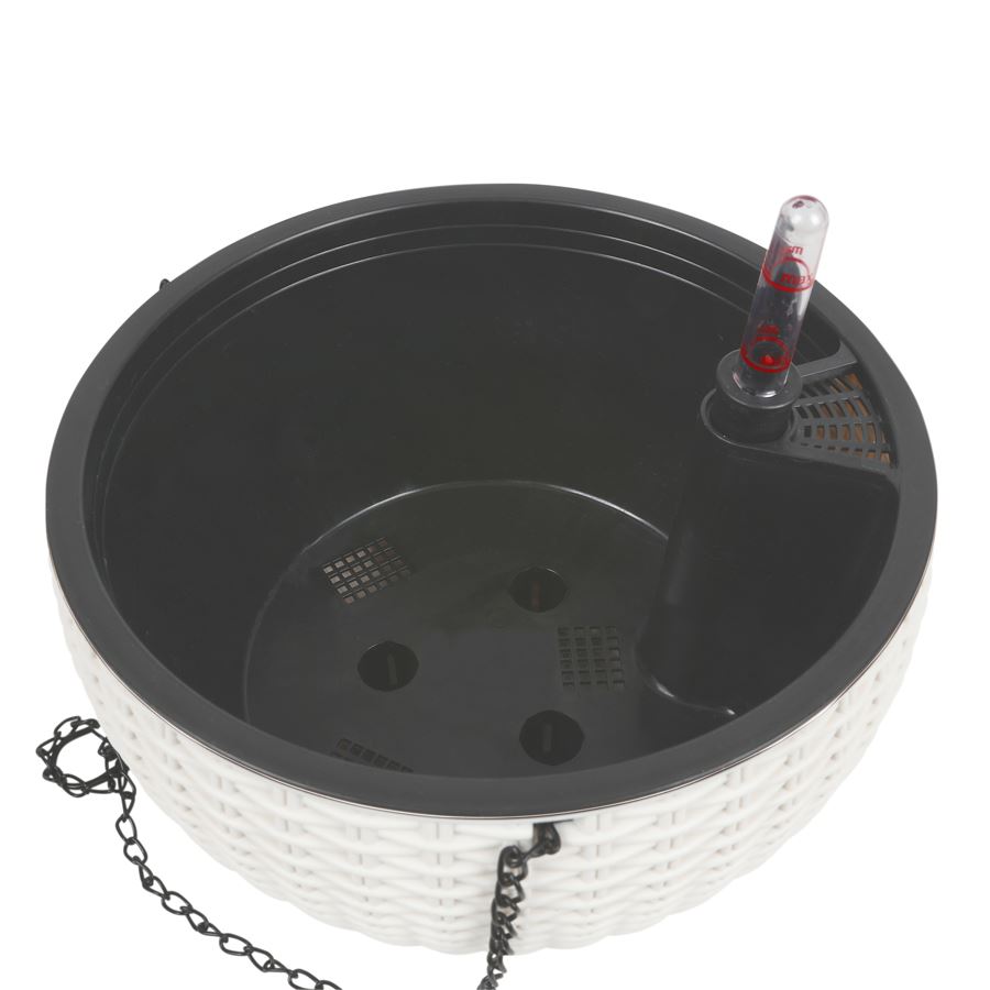 Grüner Jan Hängeampel Rattanoptik 26cm Weiß
