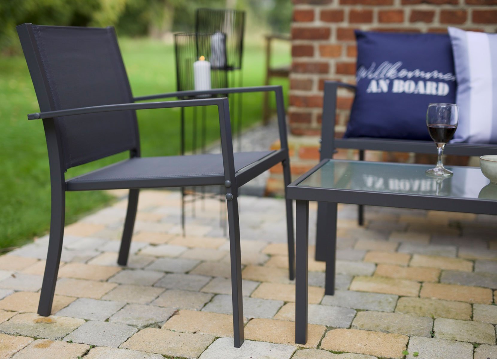 Loungeset Marie mit Glastisch 4-teilig