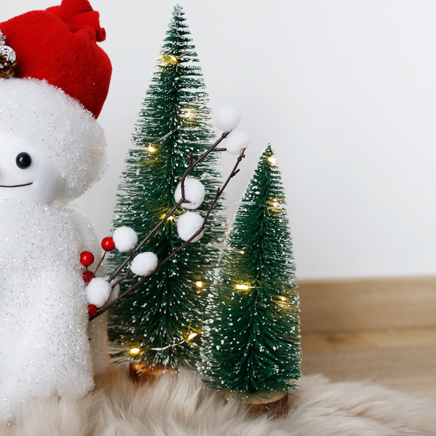 Deko-Tannenbaum 21cm beschneit mit 5 LEDs Warmweiß