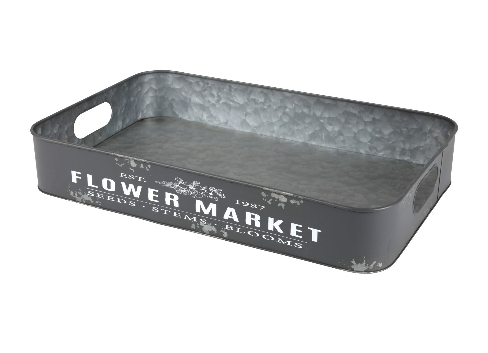 Metalltablett Flower Market Gr. L 49,5x29x8cm Anthrazit