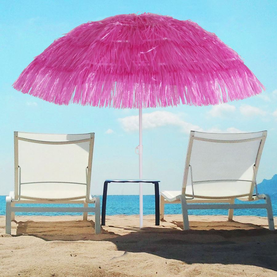 Bast-Sonnenschirm 145x165cm Pink, beschichtetes Metallgestell, Schirmbespannung aus Kunststoff, Gewicht: ca. 1,22kg