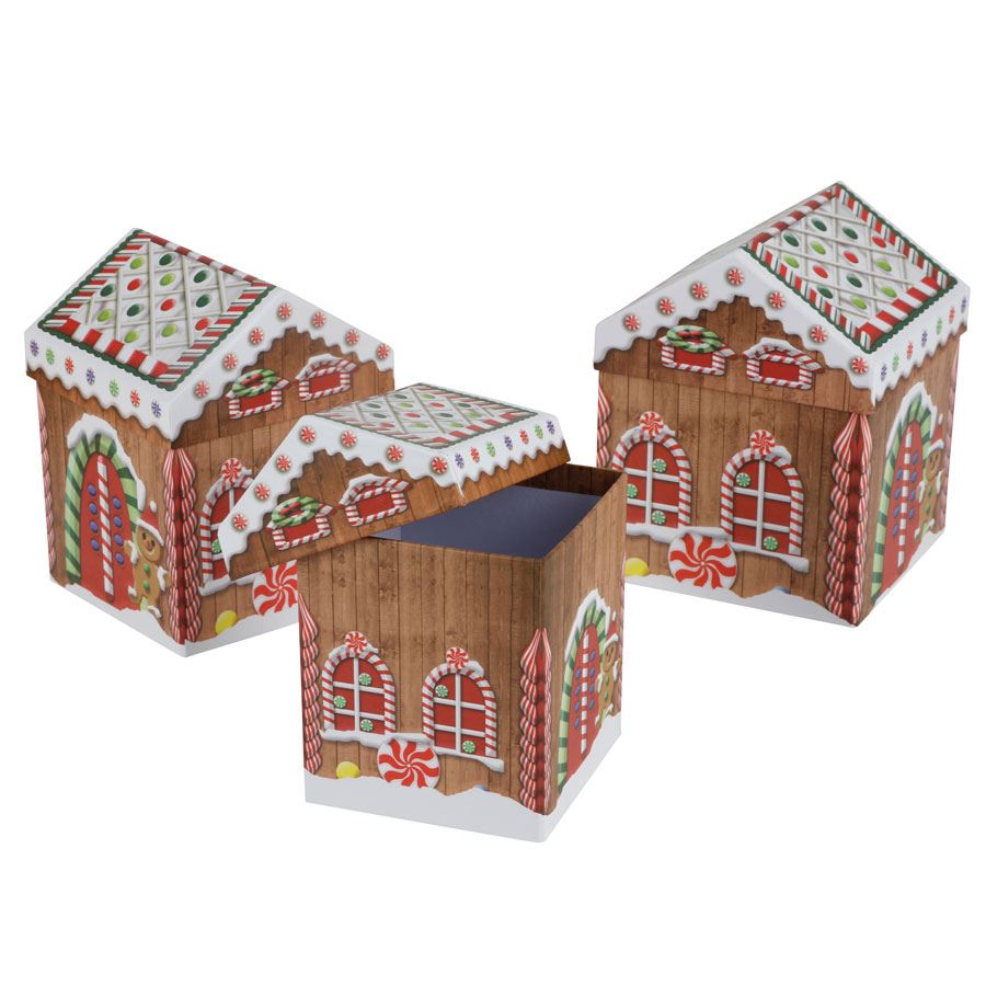 3-teiliges Set Geschenkboxen Lebkuchenhaus