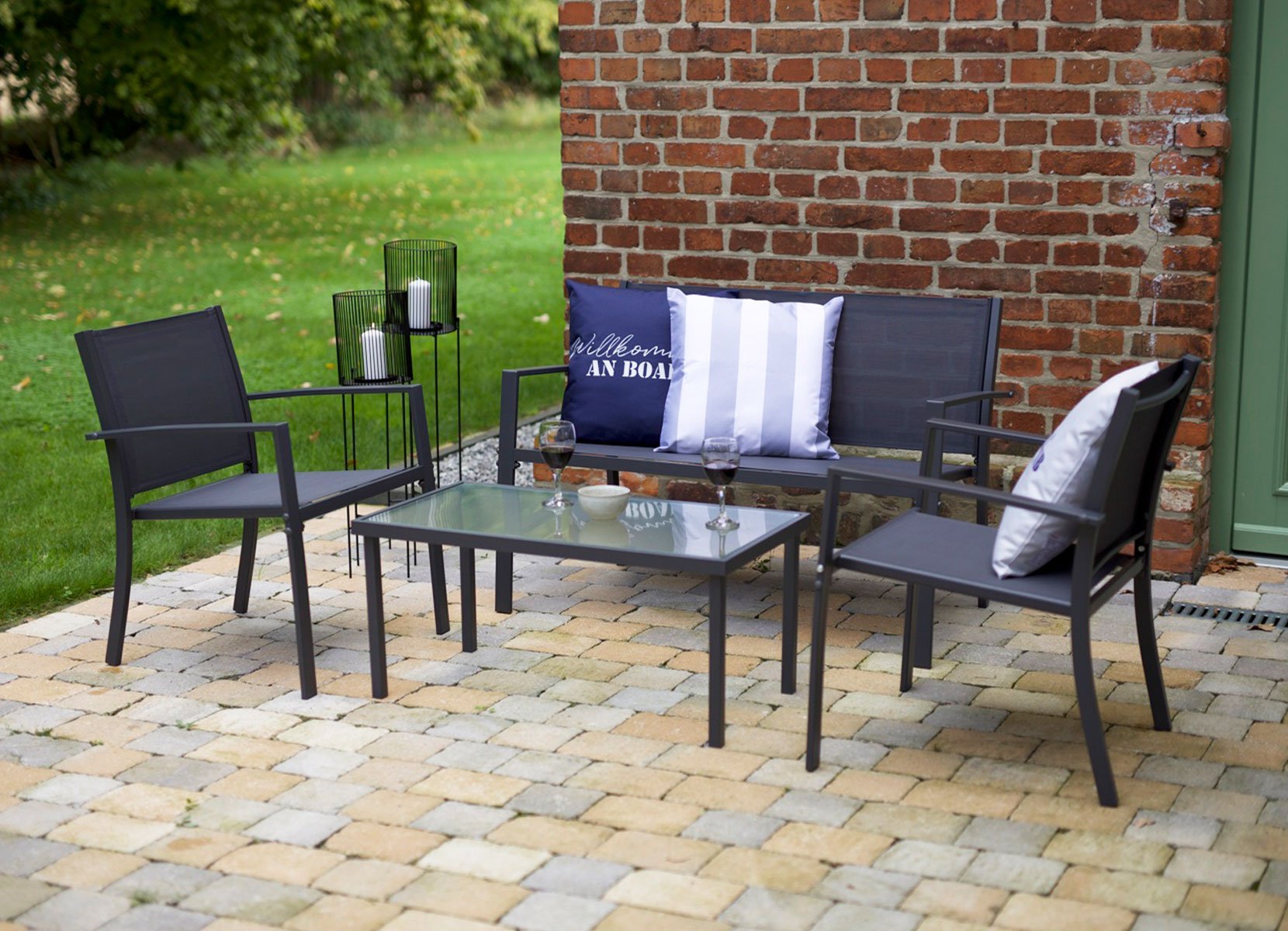 Loungeset Marie mit Glastisch 4-teilig