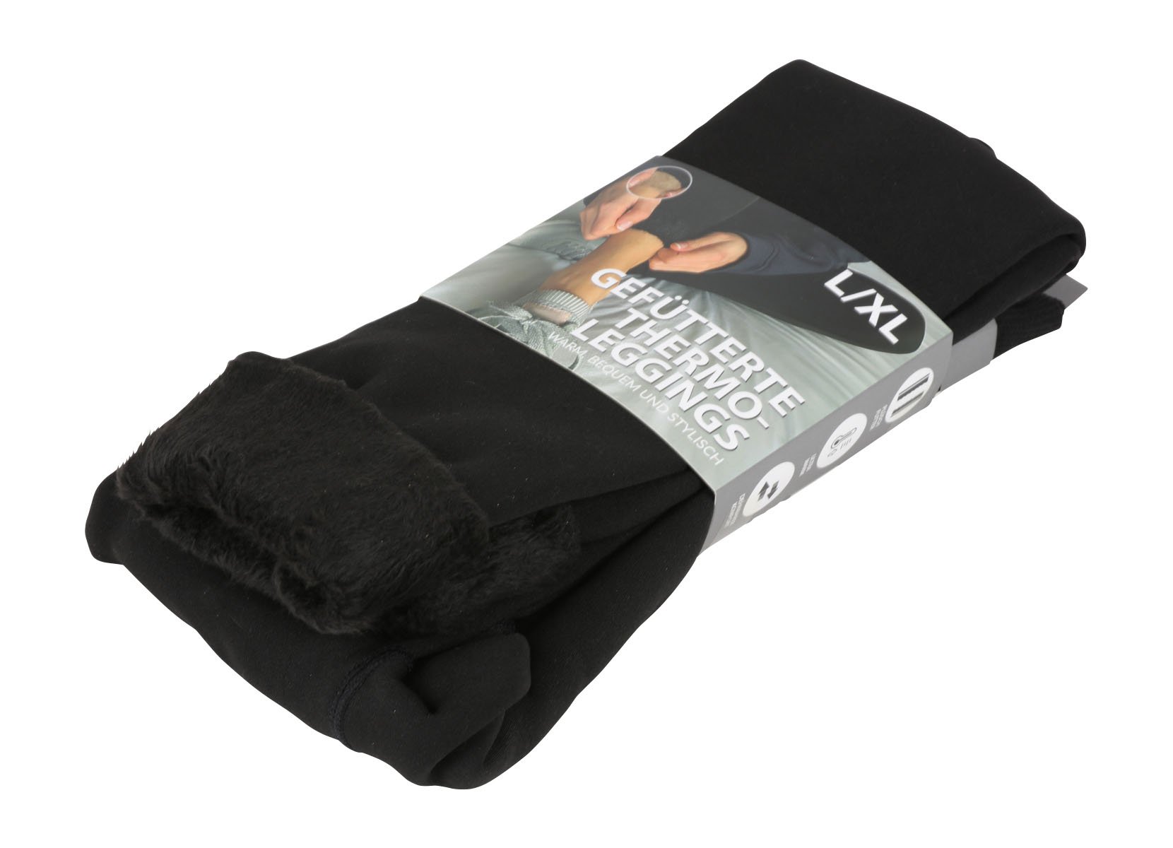 Thermo-Leggings mit Innenfleece Schwarz L/XL