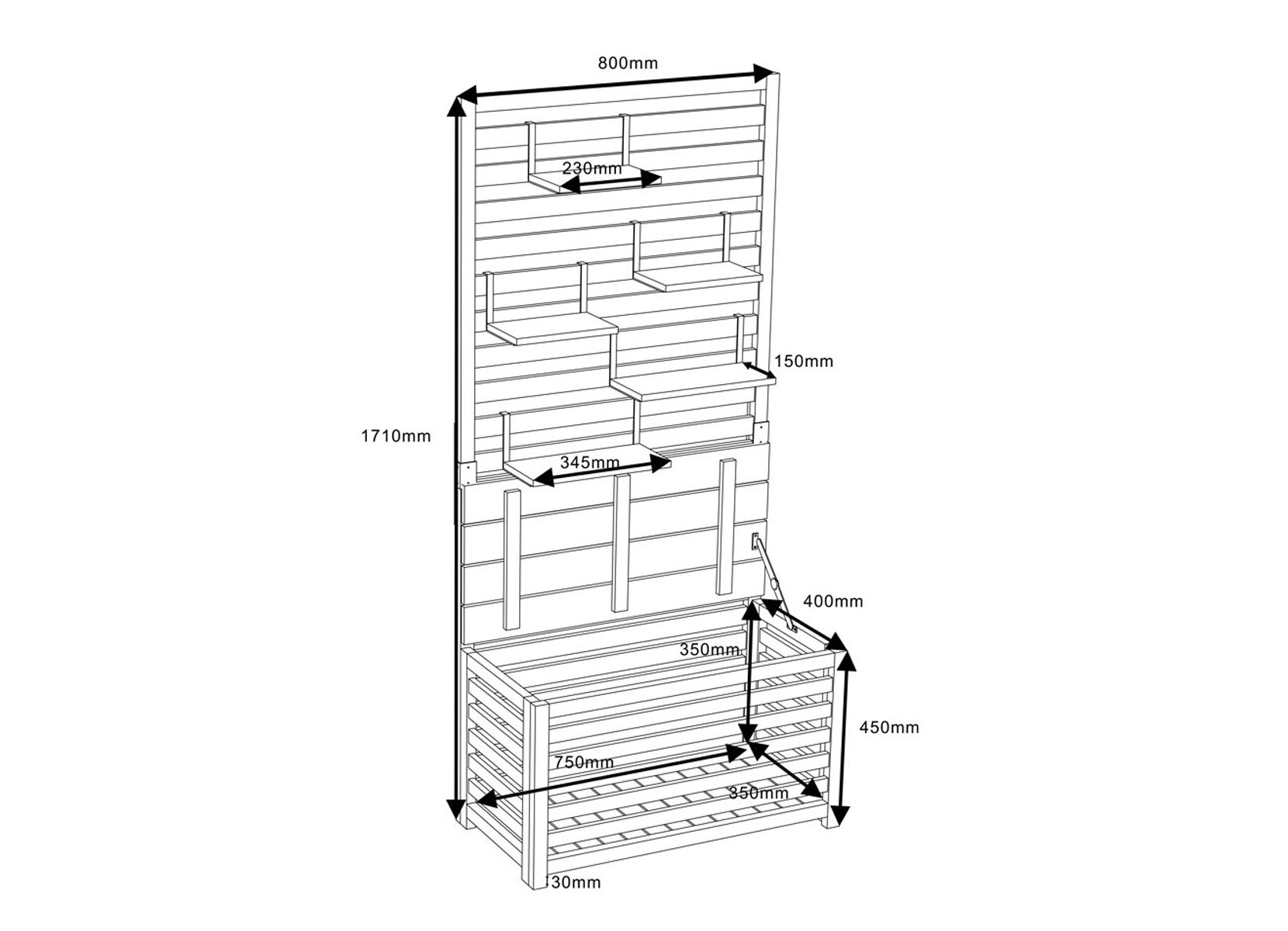 Home Deluxe ORELIA Sichtschutz-Bank mit Stauraum 80x171x40cm Home Deluxe ORELIA Sichtschutz-Bank mit Stauraum 80x171x40cm