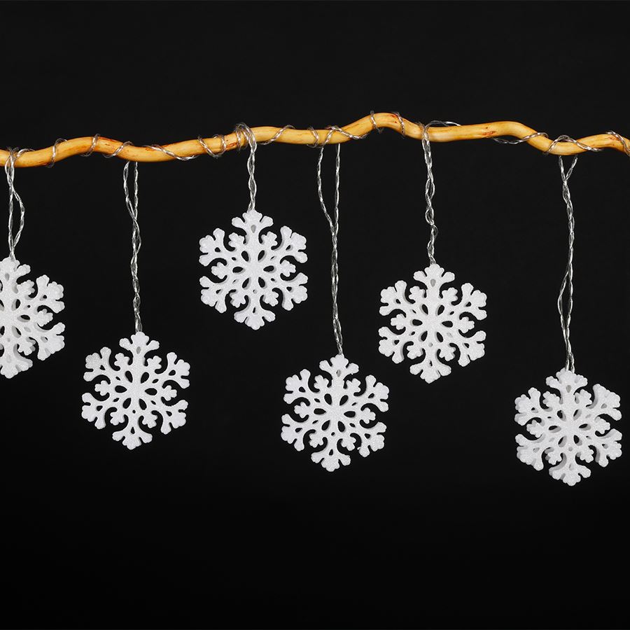 Schneeflocken-Lichterkette mit 10 LEDs Warmweiß