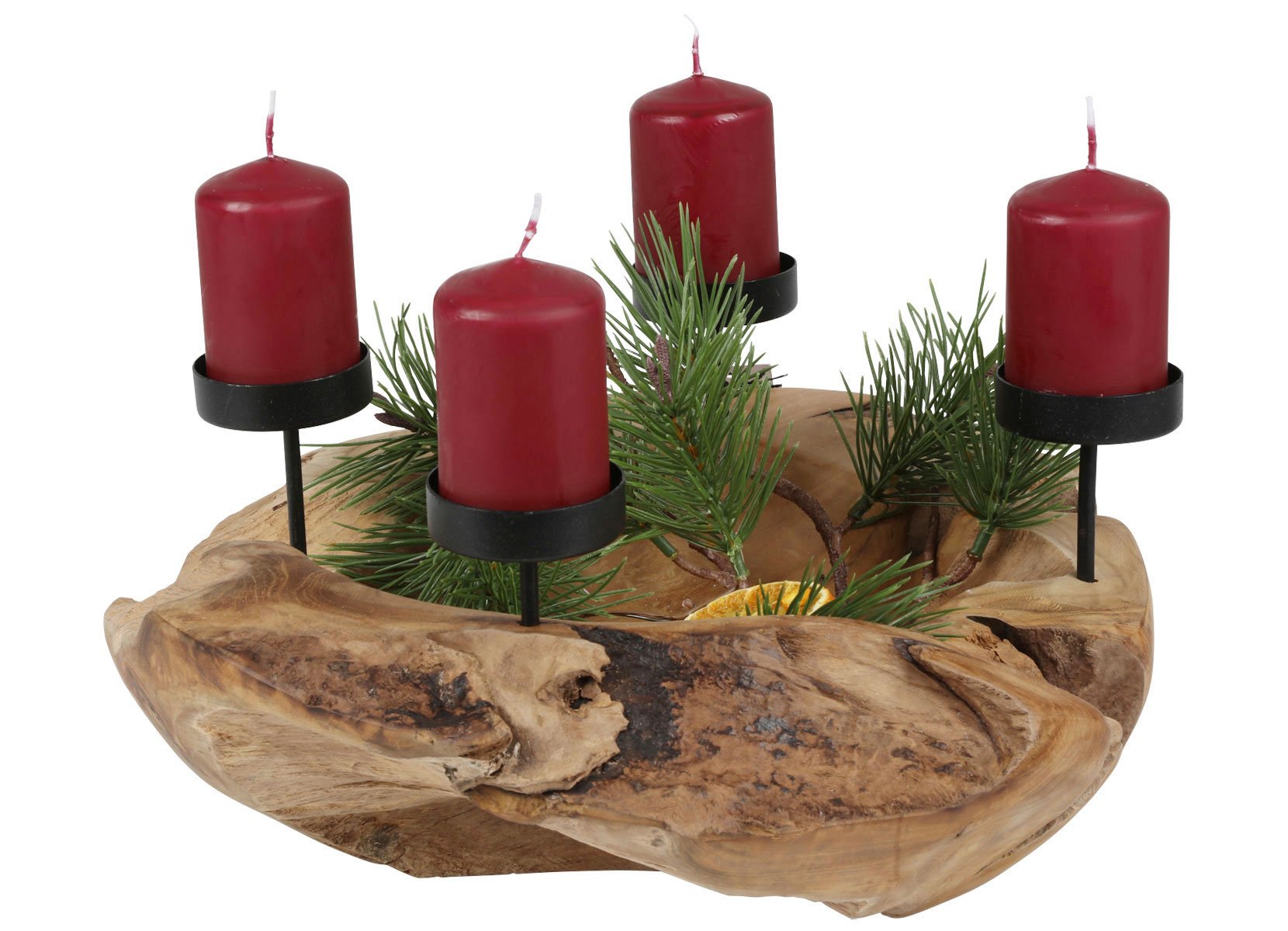 Weihnachts-Kerzenhalter aus Teakholz 30cm