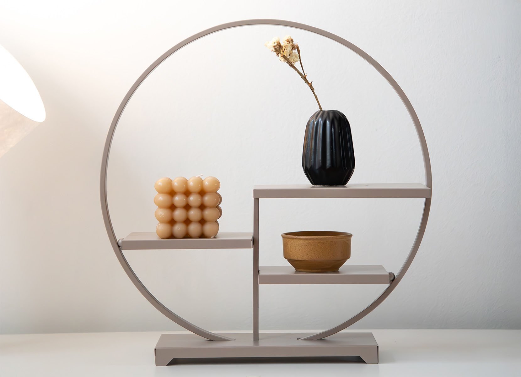 Standregal rund mit 3 Böden 43x11x44cm Cappucchino