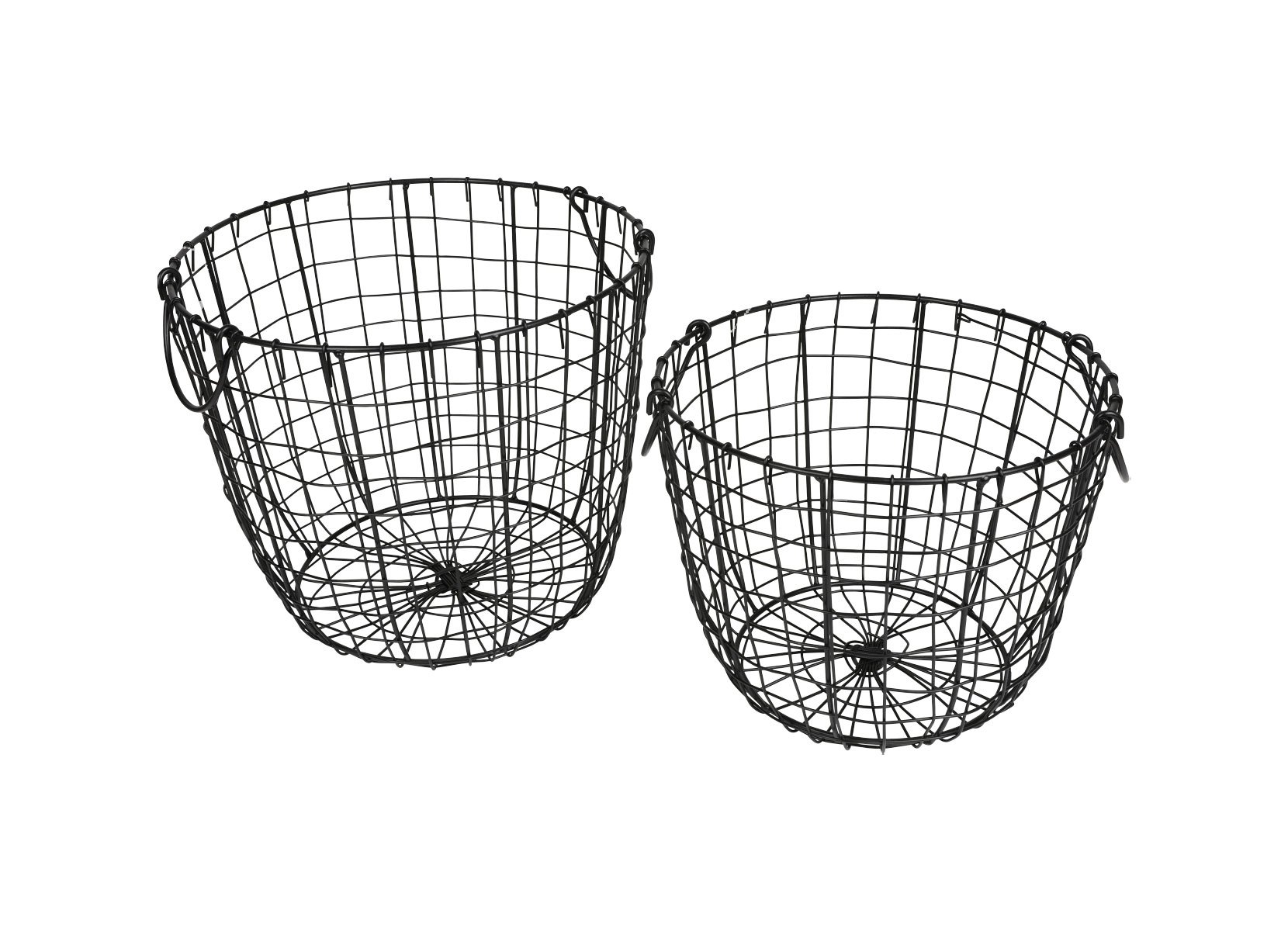 Metall-Drahtkörbe mit Griffen 3er-Set Schwarz