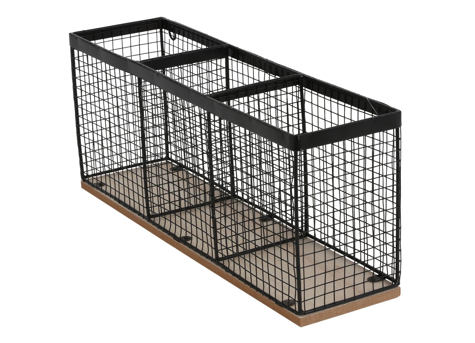 Gitterdraht-Regal mit 3 Körben 40x10,5x16cm Schwarz