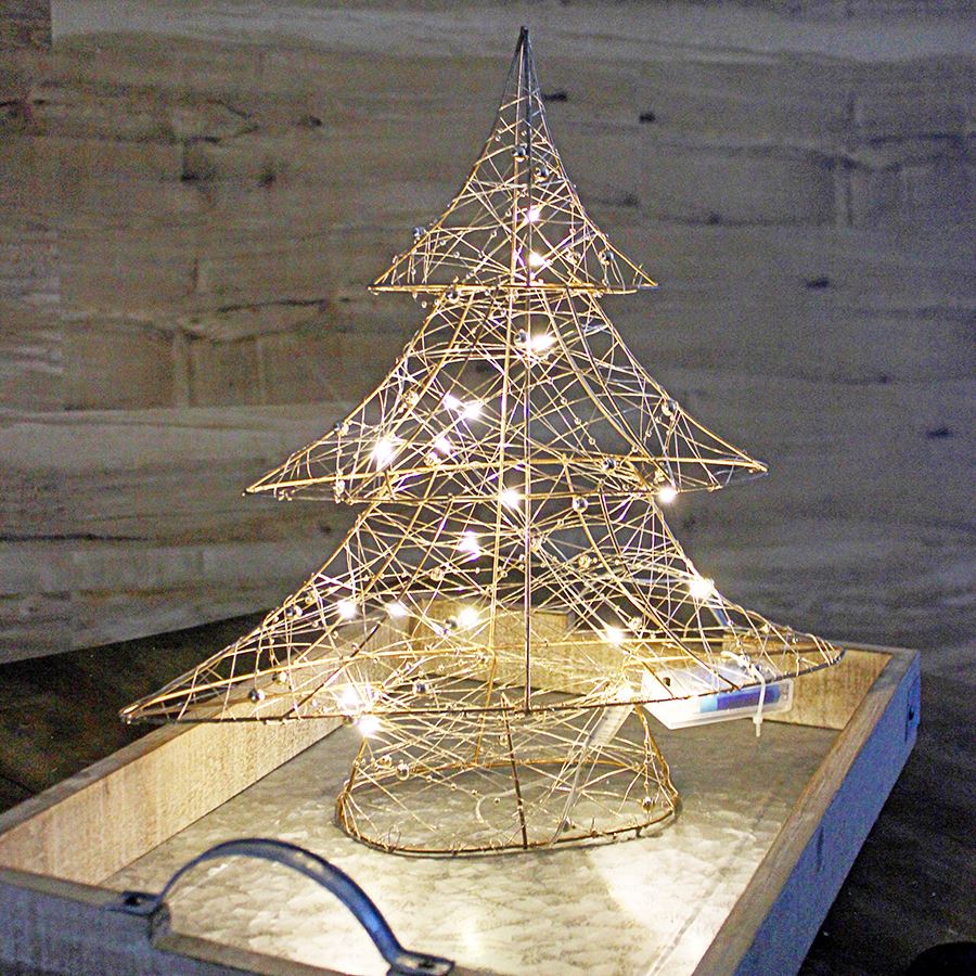 LED-Drahtdeko Tannenbaum mit Timer 40cm
