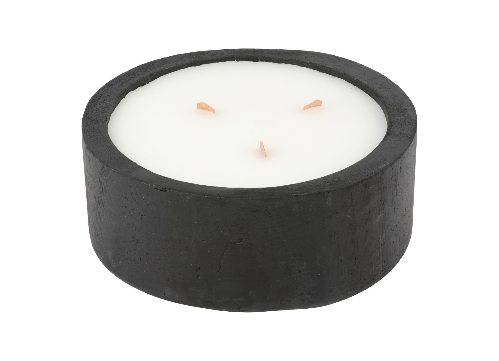 Holzschale mit Citronella-Holzdocht-Kerze 19,5x8cm Schwarz