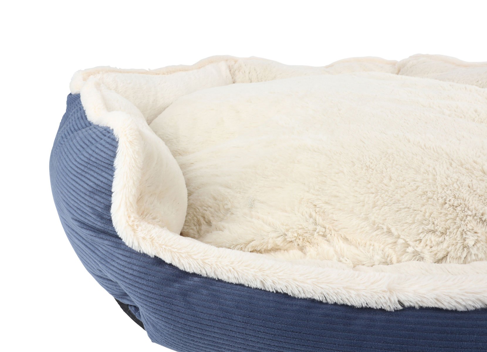 Hundebett Hexagon aus Cord/Plüsch 80cm Dunkelblau