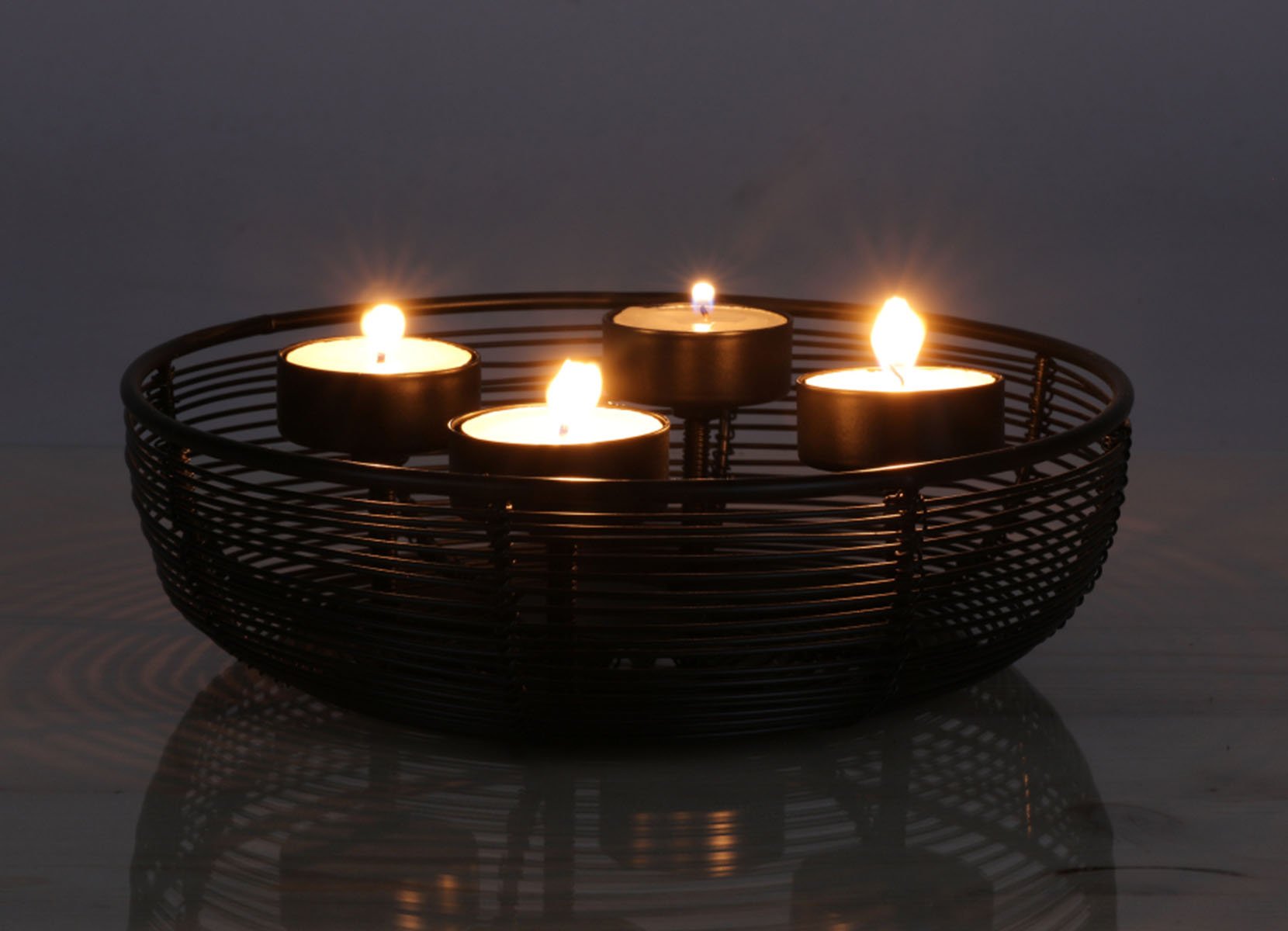 Adventskranz mit Metallschale für 4 Teelichte 20,5cm Adventskranz mit Metallschale für 4 Teelichte 20,5cm