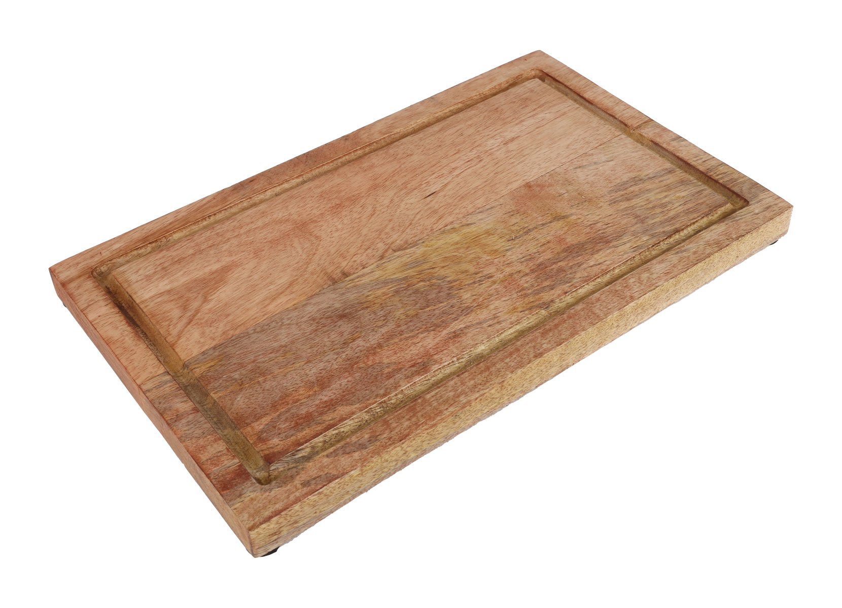Schneidbrett mit Saftrinne aus Mangoholz 40x25x2,5cm Natur
