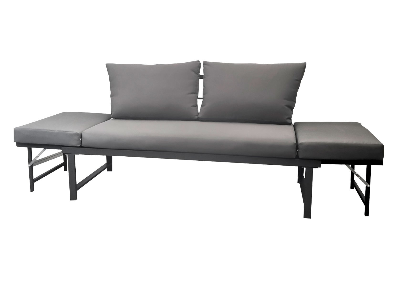 Lounge-Gartensofa aus Metall inkl. Kissen 160-216x74x69cm