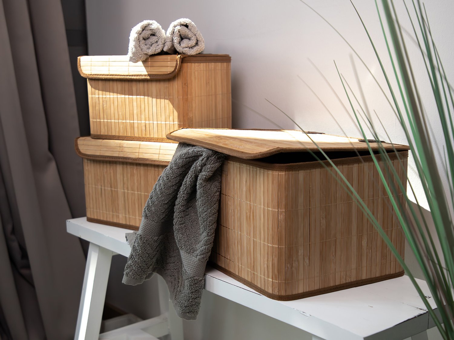 Aufbewahrungsboxen aus Bambus 3er-Set