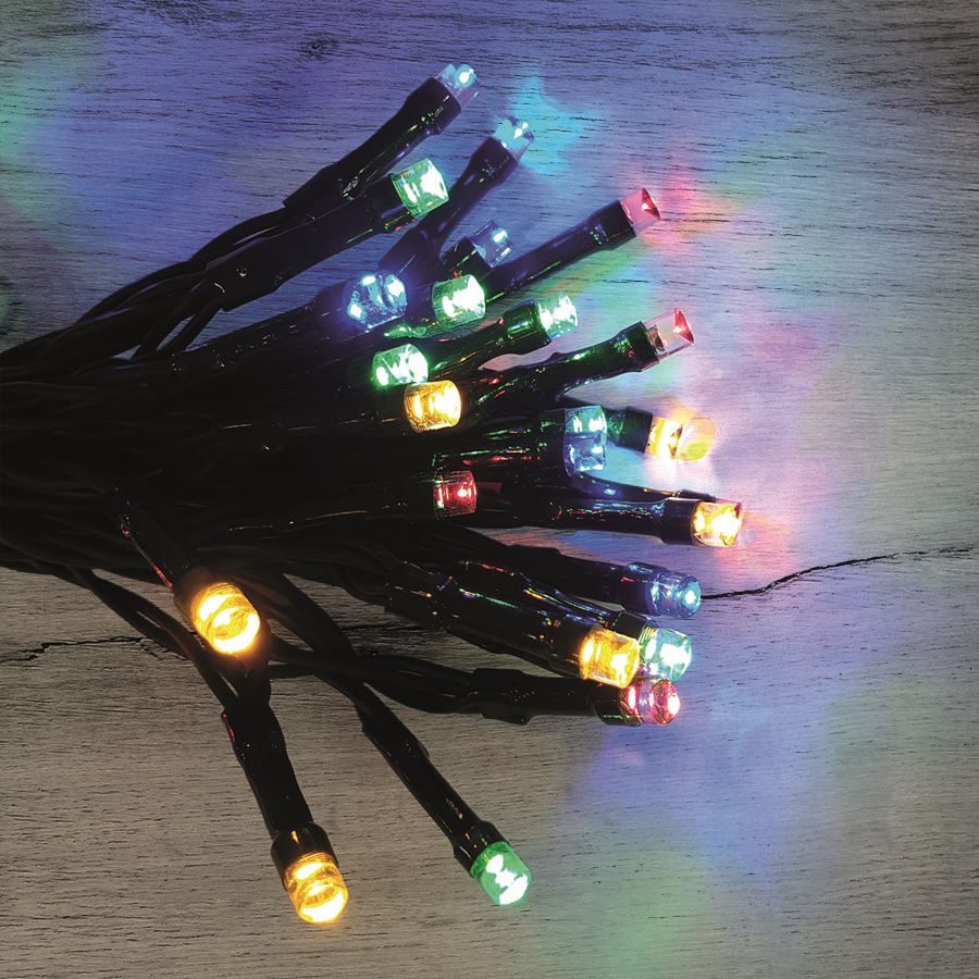 LED-Minilichterkette Weihnachtsmänner 60 rote LEDs batt