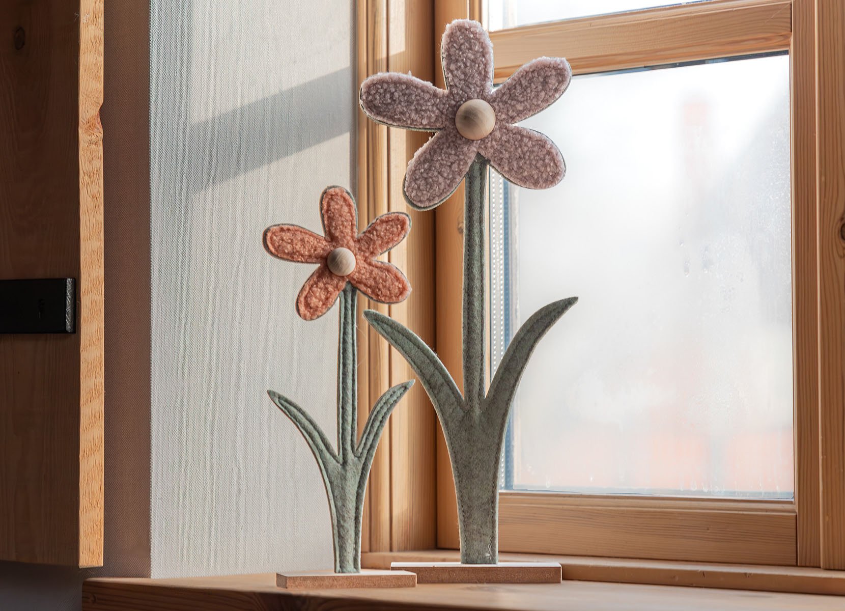 Filzblume mit Teddystoffblüte