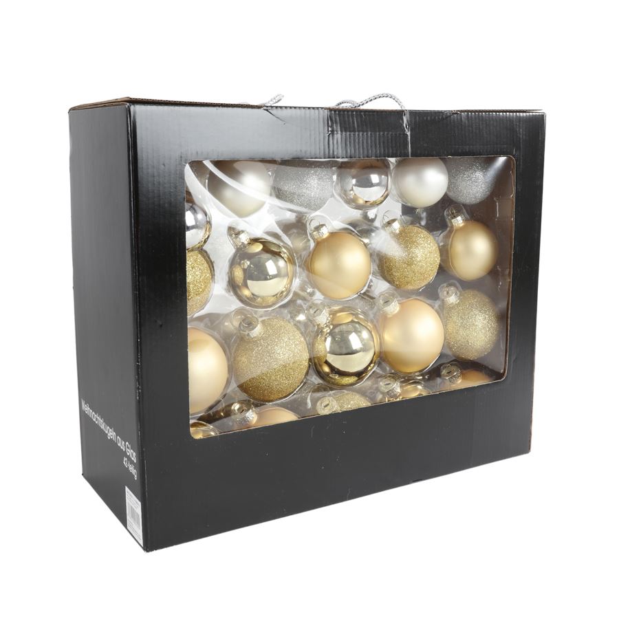 Weihnachtsbaumkugeln aus Glas 42er-Set Gold/Silber