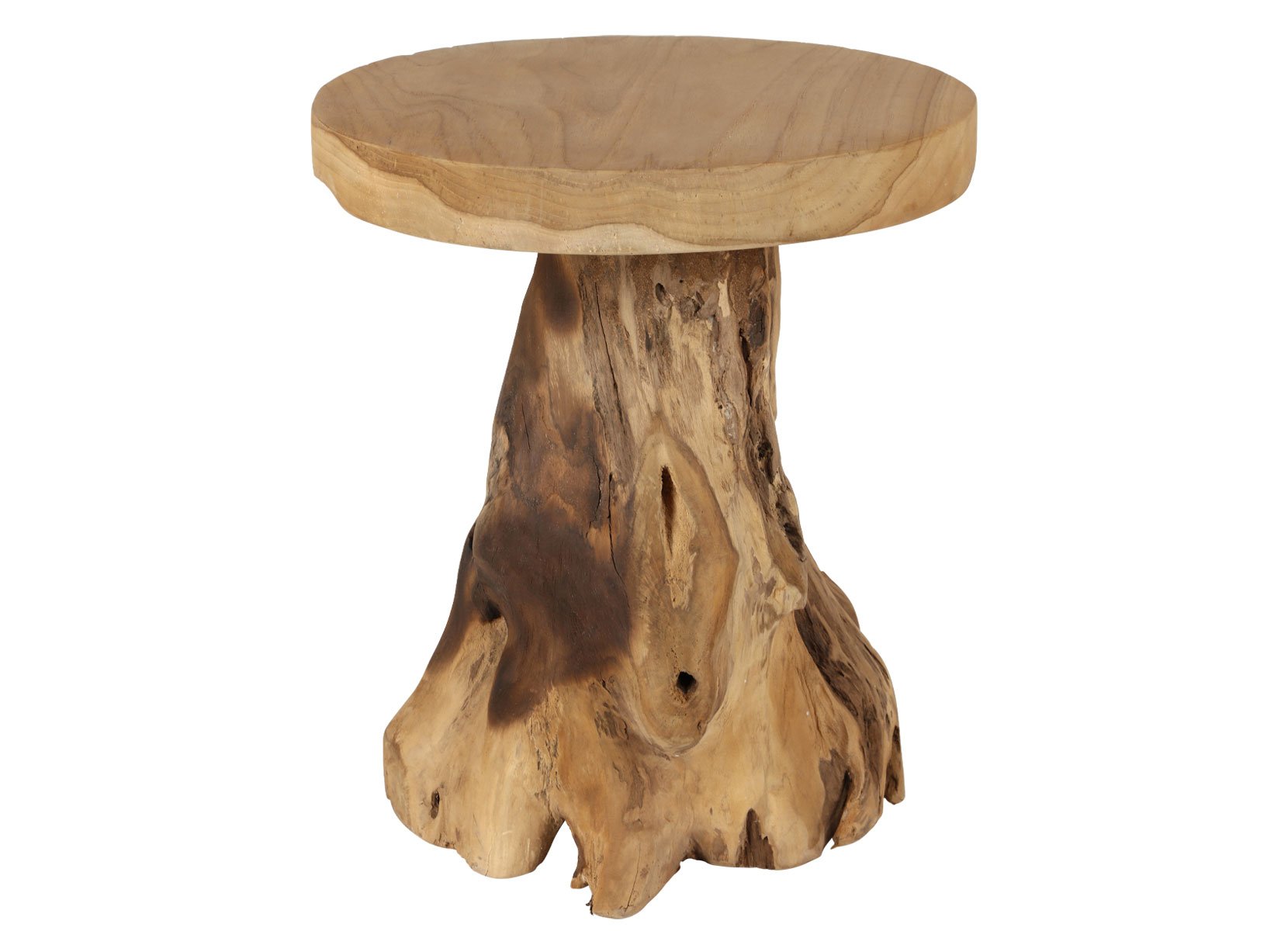 Runder Beistelltisch aus massivem Teakholz 40x45cm